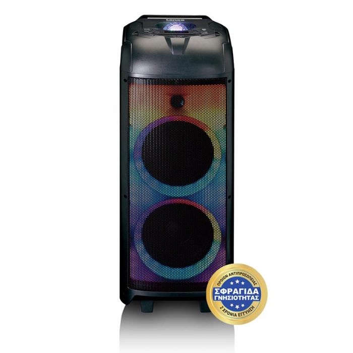 Party Σύστημα Karaoke Με Bluetooth, Led Φωτισμό, 2 Ασύρματα Μικρόφωνα & Διάρκεια Μπαταρίας Έως 12 Ώρες Μαύρο